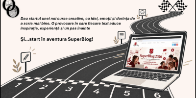 Linia de start în competiția SuperBlog 2026, laptop pe o pistă de alergare